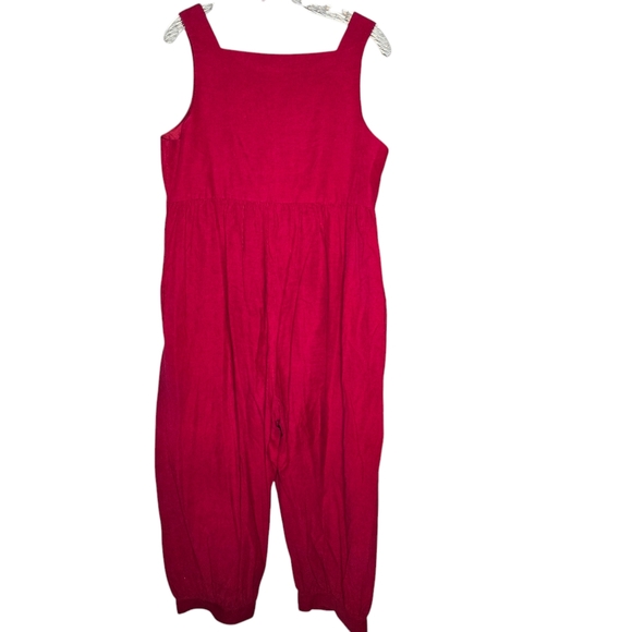 Laura Ashley Vintage 80s Hot Pink Corduroy Jumpsuit Sleeveless Size Medium Solid - Picture 3 of 9